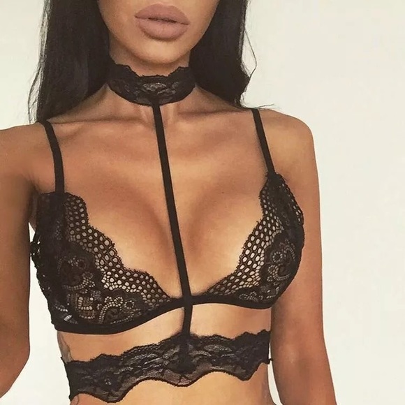 Other - SexyCrop Tops Lace Choker Sheer Bra Lingerie #704